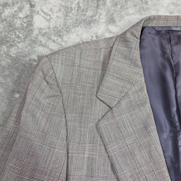 Vintage Hickey Freeman Sport Coat Mens 42R Gray Glen Plaid Wool Blazer Jacket - Picture 2 of 14